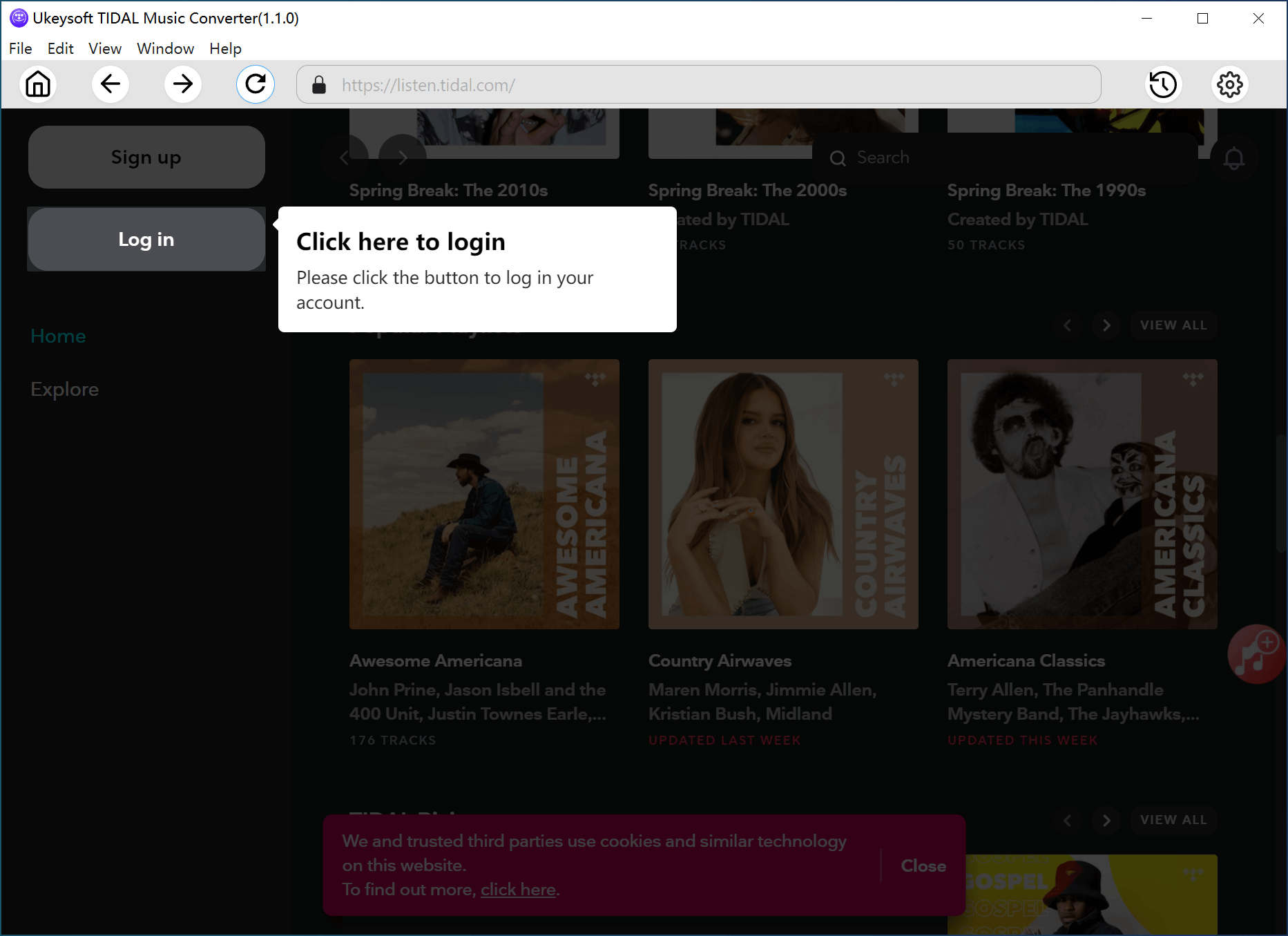 login tidal music account