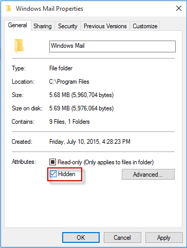 hide folders in windows 10