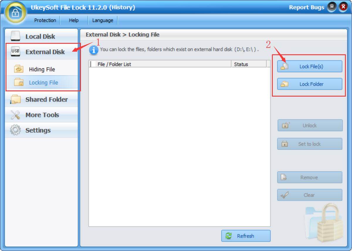 lock files on USB flash drive