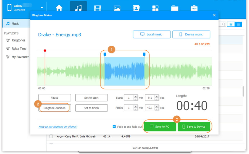 create spotify music as samsung ringtone