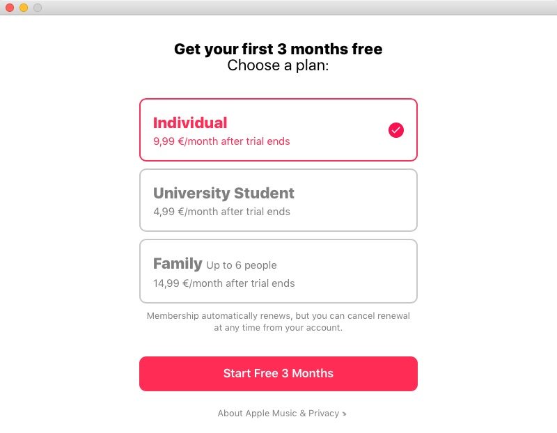 apple music subscription