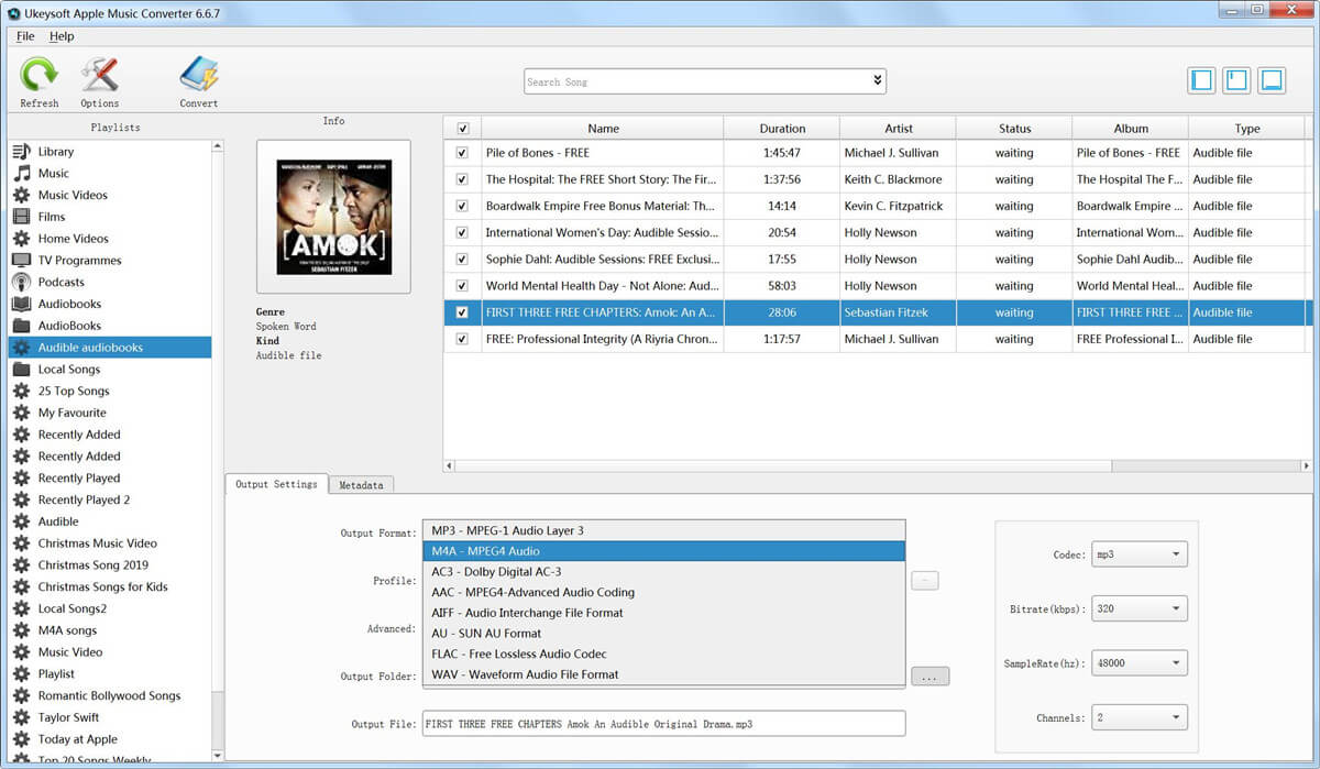 Select M4A as Output Format