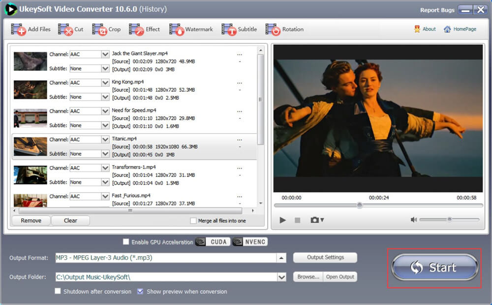 start convert video to MP3