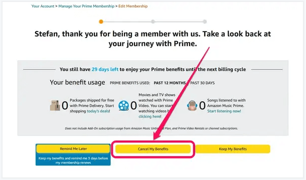 cancel amazon prime music